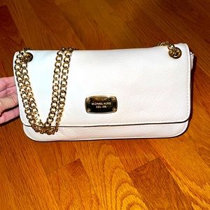 Michael Kors White and Gold Shoulder Bag